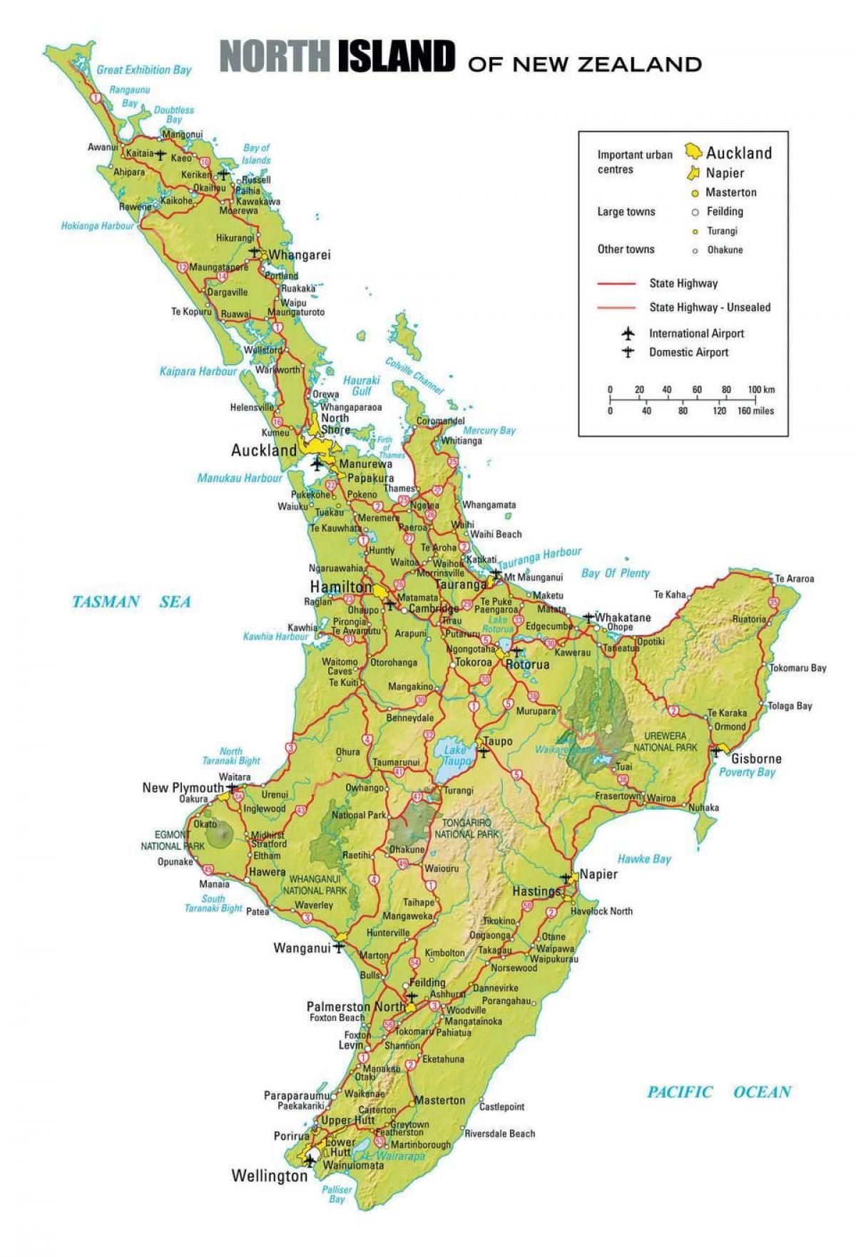 mapa północnej części Nowej Zelandii