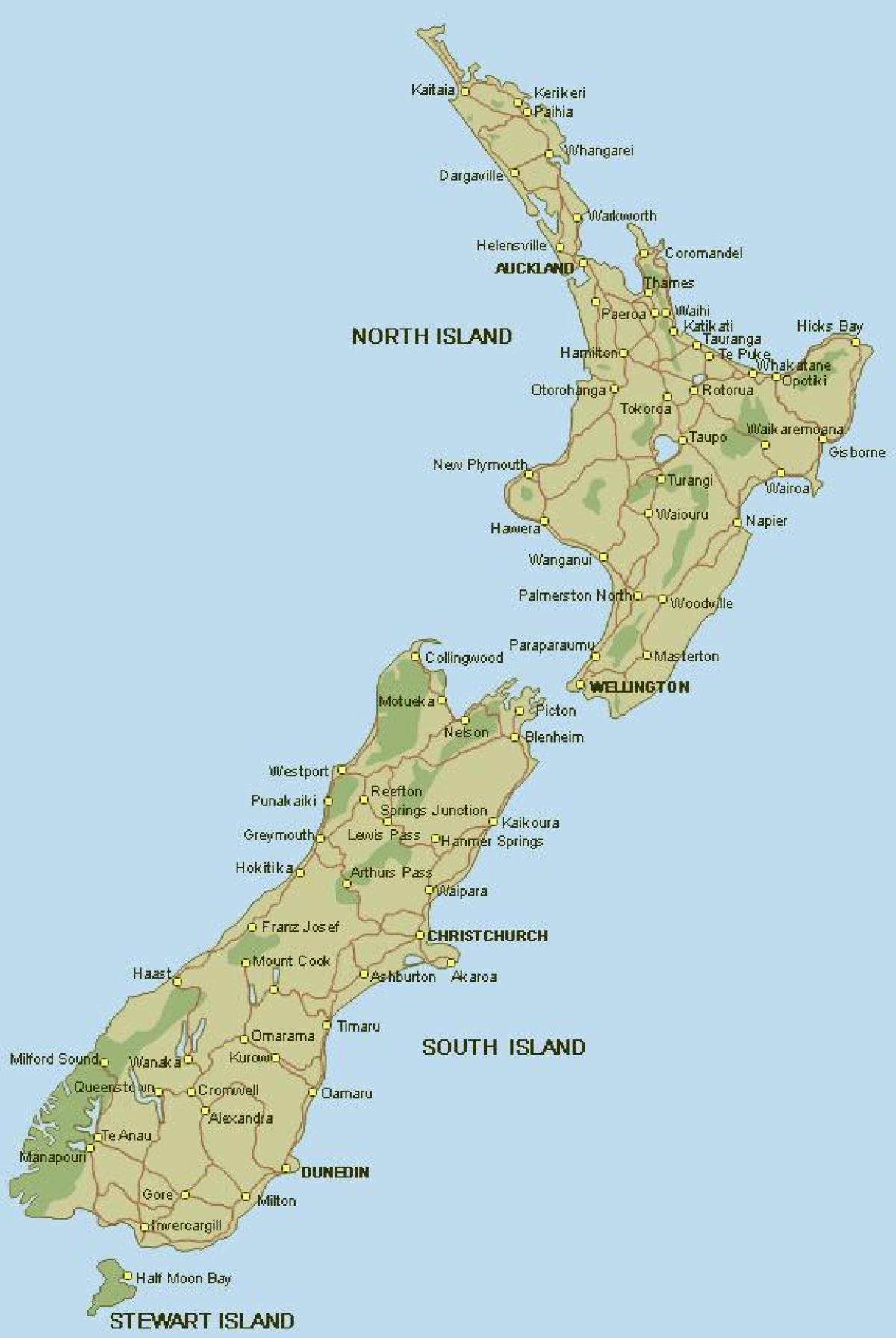 Nowa Zelandia szczegółowa mapa