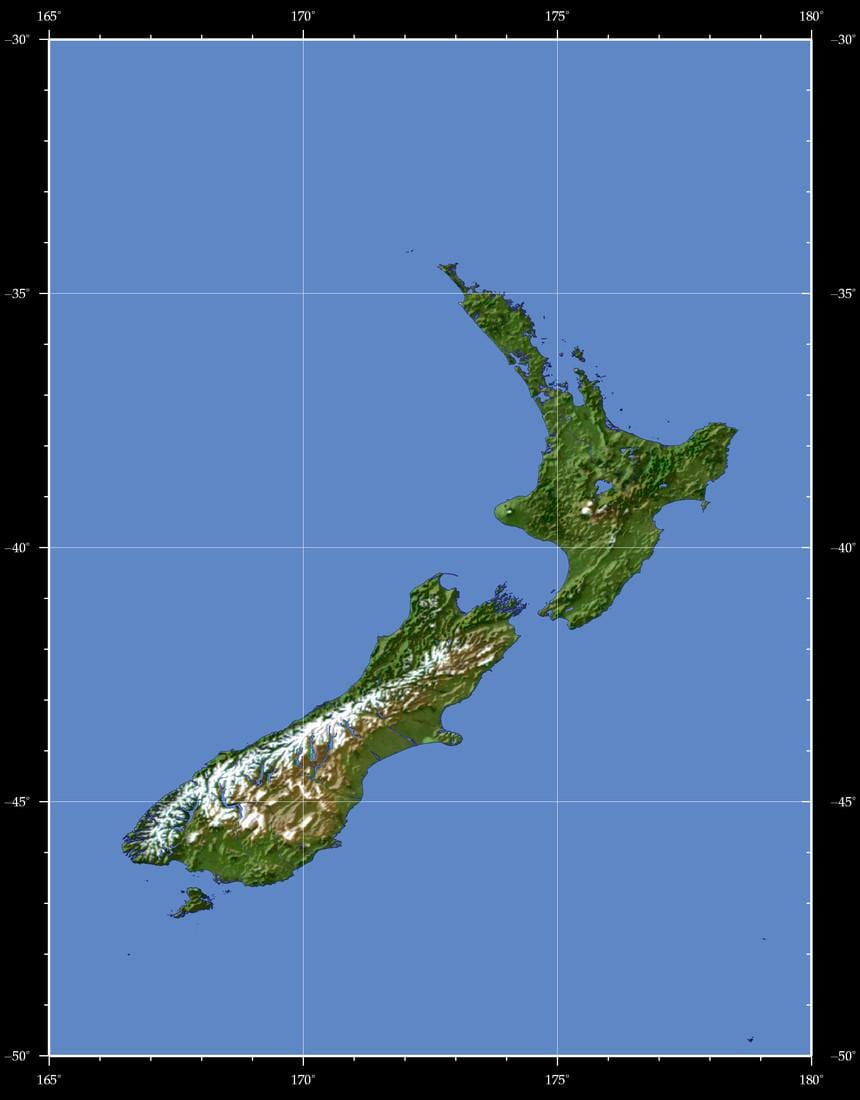 Nowa Zelandia mapa ziemi
