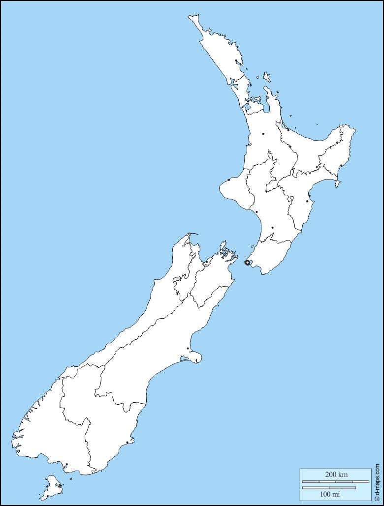 pusta mapa Australii i Nowej Zelandii