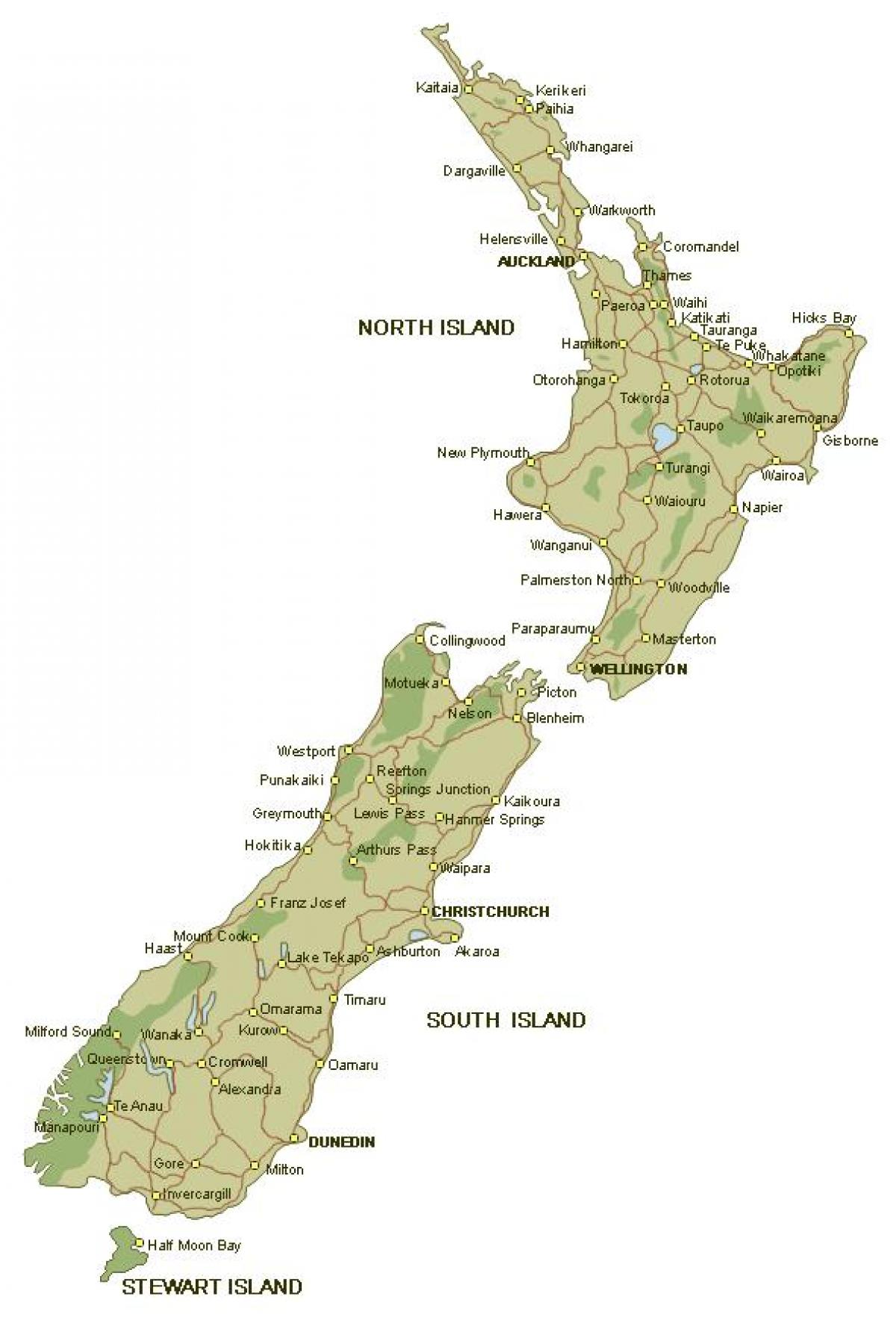 Mapa szczegółowa Nowa Zelandia