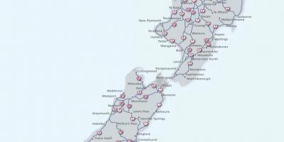 Nowa Zelandia drogach mapie