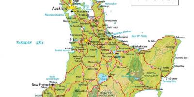 Mapa północnej części Nowej Zelandii