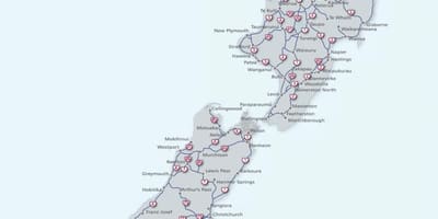 Mapa Nowej Zelandii za kierownicą