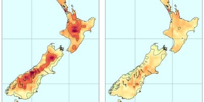 Mapa Nowej Zelandii temperatury 