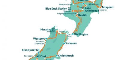 Nowa Zelandia atrakcje na mapie