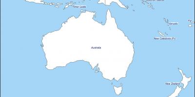 Mapa konturowa Australii i Nowej Zelandii