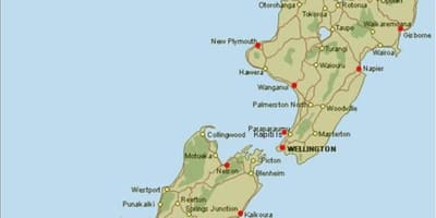 Mapa Nowej Zelandii-porty