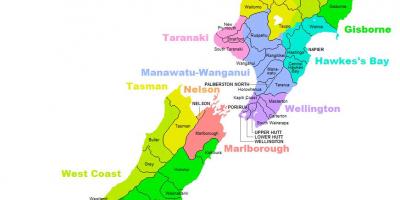 Nowa Zelandia region na mapie